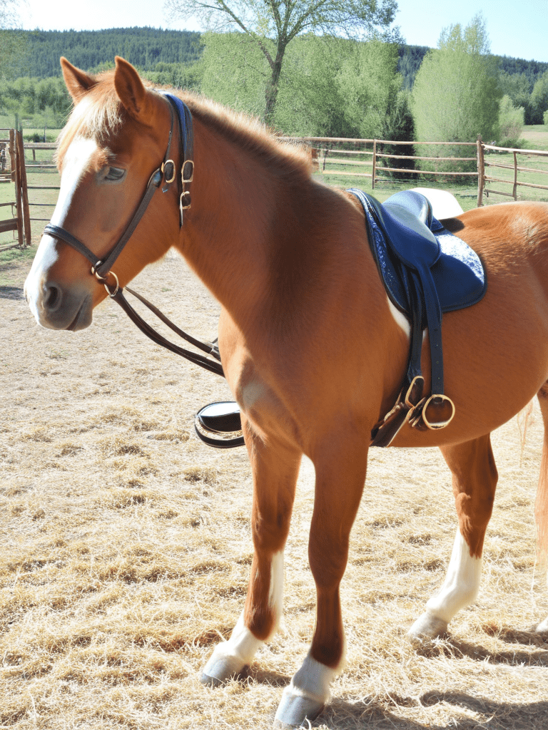 Un adulte sur un grand cheval
